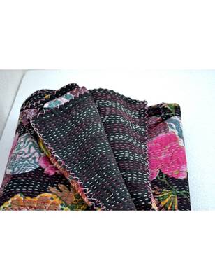Kantha Quilt Queen Cotton Vintage Throw Blanket Multi Design Indian Handmade GDR0060 3