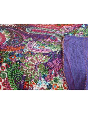 Kantha Quilt Queen Cotton Vintage Throw Blanket Multi Design Indian Handmade GDR0062 2