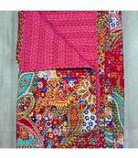 Kantha Quilt Queen Cotton Vintage Throw Blanket Multi Design Indian Handmade GDR0063