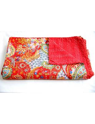 Kantha Quilt Queen Cotton Vintage Throw Blanket Multi Design Indian Handmade GDR0063 4
