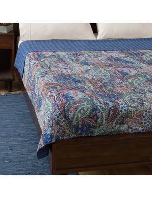 Kantha Quilt Queen Cotton Vintage Throw Blanket Multi Design Indian Handmade GDR0065 2