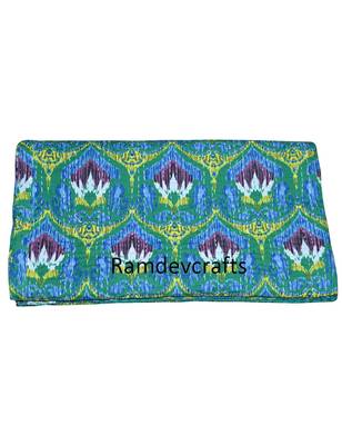 Kantha Quilt Queen Cotton Vintage Throw Blanket Multi Design Indian Handmade GDR0072 1