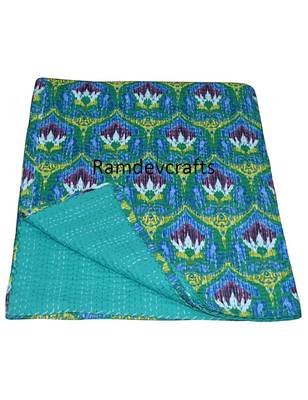 Kantha Quilt Queen Cotton Vintage Throw Blanket Multi Design Indian Handmade GDR0072 3