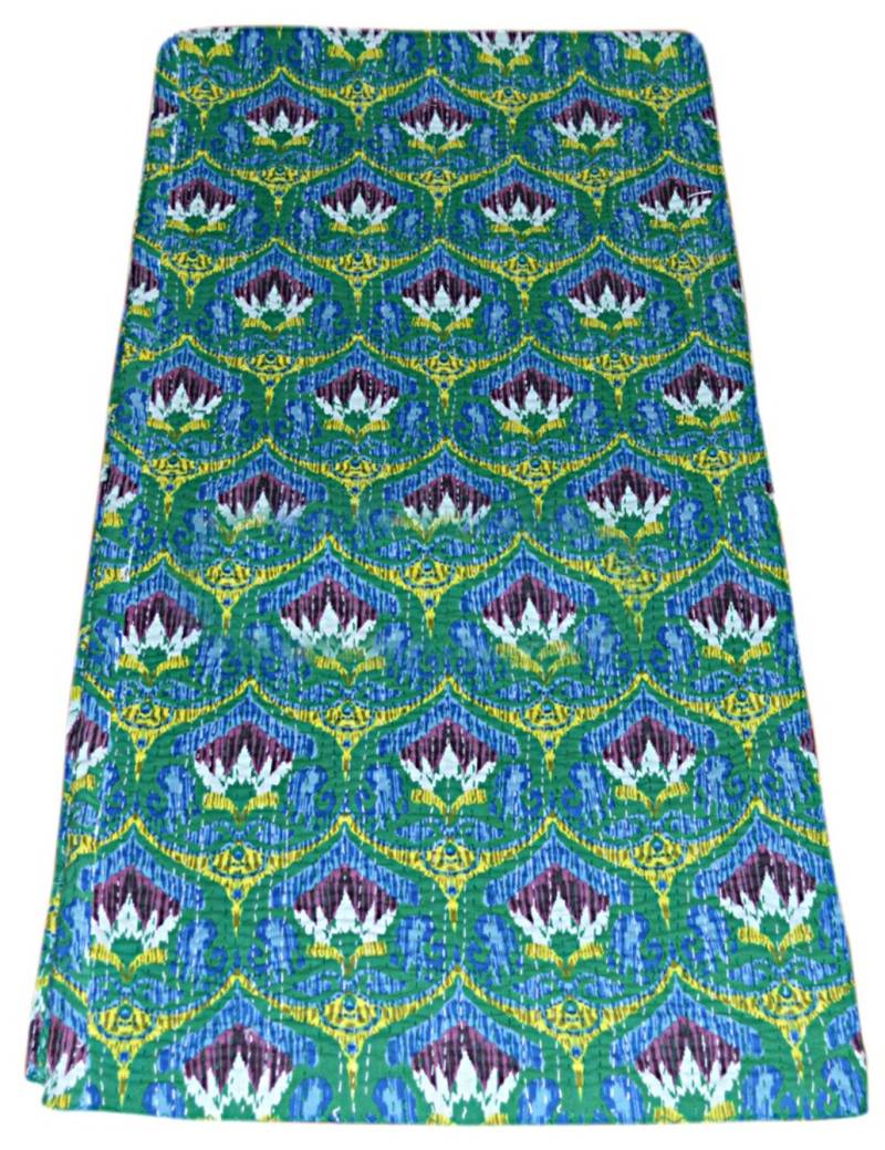 Kantha Quilt Queen Cotton Vintage Throw Blanket Multi Design Indian Handmade GDR0072