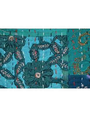 Kantha Quilt Queen Cotton Vintage Throw Blanket Multi Design Indian Handmade GDR0076 3