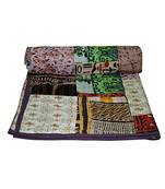 Kantha Quilt Queen Cotton Vintage Throw Blanket Multi Design Indian Handmade GDR0077