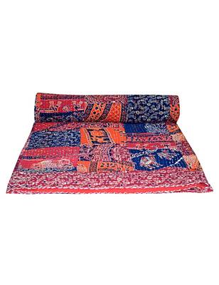 Kantha Quilt Queen Cotton Vintage Throw Blanket Multi Design Indian Handmade GDR0078 1