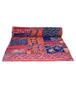 Kantha Quilt Queen Cotton Vintage Throw Blanket Multi Design Indian Handmade GDR0078