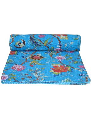 Kantha Quilt Queen Cotton Vintage Throw Blanket Multi Design Indian Handmade GDR0081 1
