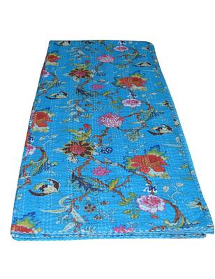 Kantha Quilt Queen Cotton Vintage Throw Blanket Multi Design Indian Handmade GDR0081 3
