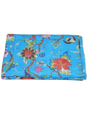 Kantha Quilt Queen Cotton Vintage Throw Blanket Multi Design Indian Handmade GDR0081 4