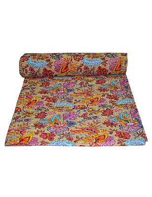 Kantha Quilt Queen Cotton Vintage Throw Blanket Multi Design Indian Handmade GDR0086 1