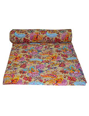 Kantha Quilt Queen Cotton Vintage Throw Blanket Multi Design Indian Handmade GDR0086 2