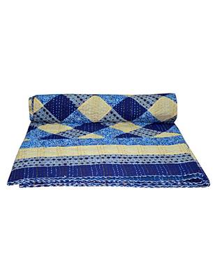Kantha Quilt Queen Cotton Vintage Throw Blanket Multi Design Indian Handmade GDR0092 1