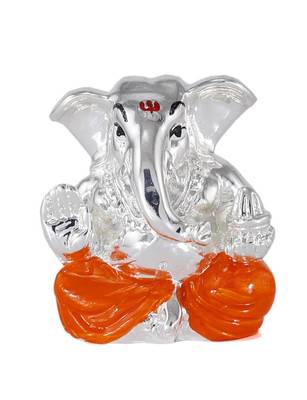 Traditional Silver Plated Resin Material Lord Ganesha Idol For Home Decor/Gift Items/Showpiece 1