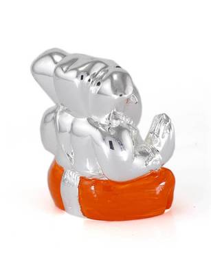 Traditional Silver Plated Resin Material Lord Ganesha Idol For Home Decor/Gift Items/Showpiece 2