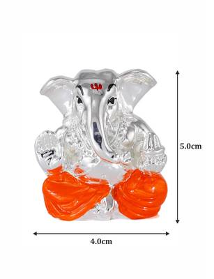 Traditional Silver Plated Resin Material Lord Ganesha Idol For Home Decor/Gift Items/Showpiece 3