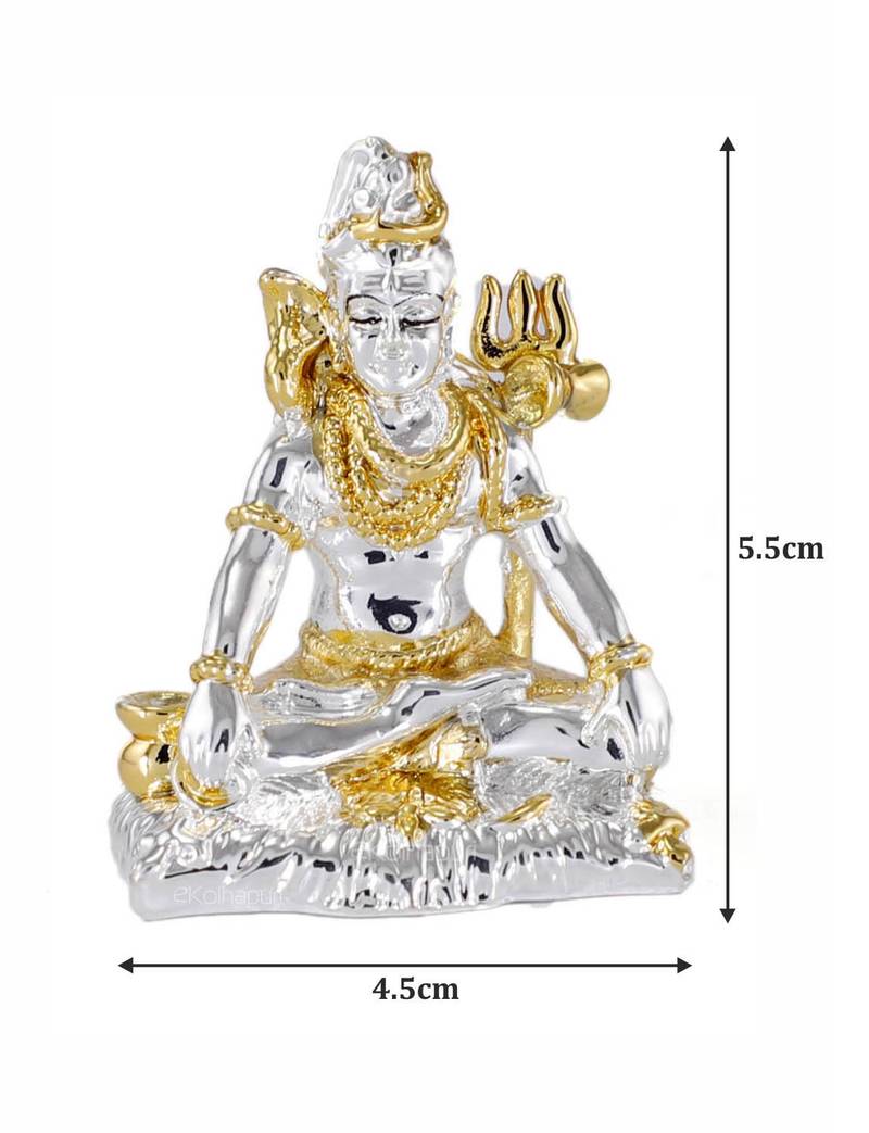 Resin Material Silve Plated Lord Shiva/Mahadeva Idol For Home Decor