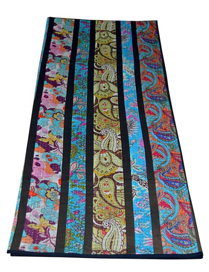 Kantha Quilt Queen Cotton Vintage Throw Blanket Multi Design Indian Handmade GDR0127