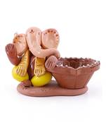 Handcrafted M Seal Art Ganesha Idol With Diya/Vinayaka Idol/Car Ganesha Gift Item/Showpiece