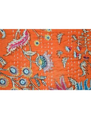 Kantha Quilt Queen Cotton Vintage Throw Blanket Multi Design Indian Handmade GDR0142 3