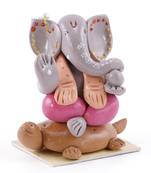 Handcrafted M Seal Art Ganesha Idol Sitting On Tortoise/Vinayaka Idol/Car Ganesh Gift Item/Showpiece