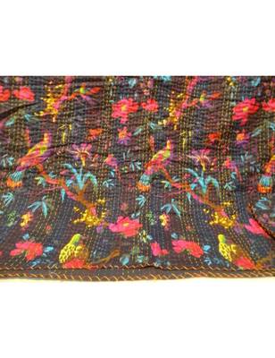 Kantha Quilt Queen Cotton Vintage Throw Blanket Multi Design Indian Handmade GDR0146 2
