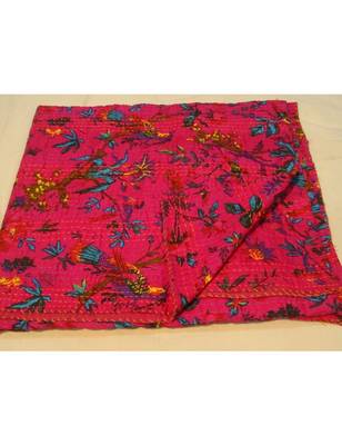 Kantha Quilt Queen Cotton Vintage Throw Blanket Multi Design Indian Handmade GDR0151 1