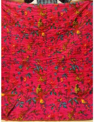 Kantha Quilt Queen Cotton Vintage Throw Blanket Multi Design Indian Handmade GDR0151 2