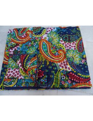 Kantha Quilt Queen Cotton Vintage Throw Blanket Multi Design Indian Handmade GDR0153 1