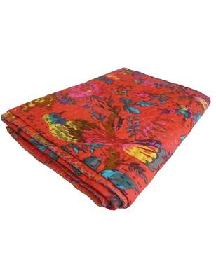 Kantha Quilt Queen Cotton Vintage Throw Blanket Multi Design Indian Handmade GDR0154 1