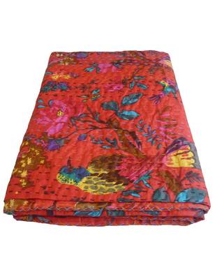 Kantha Quilt Queen Cotton Vintage Throw Blanket Multi Design Indian Handmade GDR0154 2