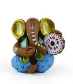 Handcrafted M Seal Art Ganesha Idol Playing Dholaki/Car Ganesh Gift Item/Showpiece