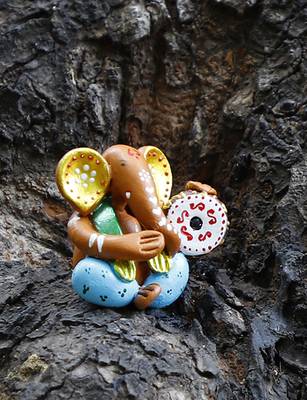 Handcrafted M Seal Art Ganesha Idol Playing Dholaki/Car Ganesh Gift Item/Showpiece 4