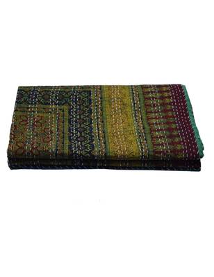 Kantha Quilt Queen Cotton Vintage Throw Blanket Multi Design Indian Handmade GDR0171 5