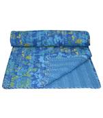 Kantha Quilt Queen Cotton Vintage Throw Blanket Multi Design Indian Handmade GDR0196