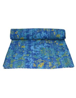 Kantha Quilt Queen Cotton Vintage Throw Blanket Multi Design Indian Handmade GDR0196 5