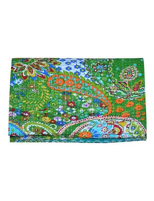 Kantha Quilt Queen Cotton Vintage Throw Blanket Multi Design Indian Handmade GDR0198 1