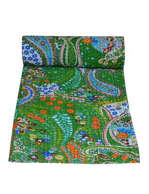 Kantha Quilt Queen Cotton Vintage Throw Blanket Multi Design Indian Handmade GDR0198 2