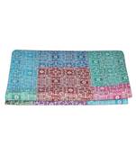 Kantha Quilt Queen Cotton Vintage Throw Blanket Multi Design Indian Handmade GDR0201