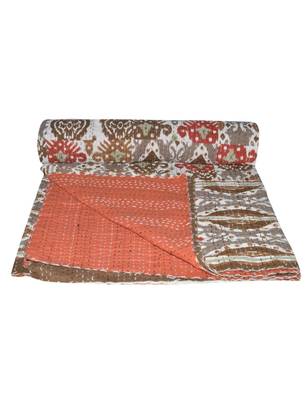 Kantha Quilt Queen Cotton Vintage Throw Blanket Multi Design Indian Handmade GDR0203 2