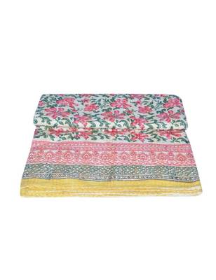 Kantha Quilt Queen Cotton Vintage Throw Blanket Multi Design Indian Handmade GDR0231 1