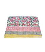 Kantha Quilt Queen Cotton Vintage Throw Blanket Multi Design Indian Handmade GDR0231