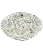 Silver Plated Haldi Kunku Karand/Kankavati/Kumkum Pooja Thali Set