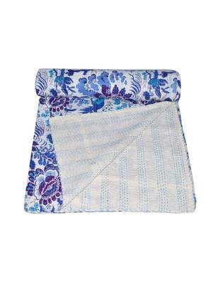 Kantha Quilt Queen Cotton Vintage Throw Blanket Multi Design Indian Handmade GDR0242 1