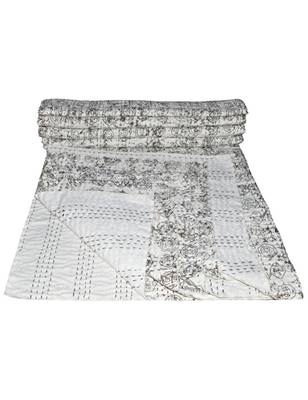 Kantha Quilt Queen Cotton Vintage Throw Blanket Multi Design Indian Handmade GDR0248 1