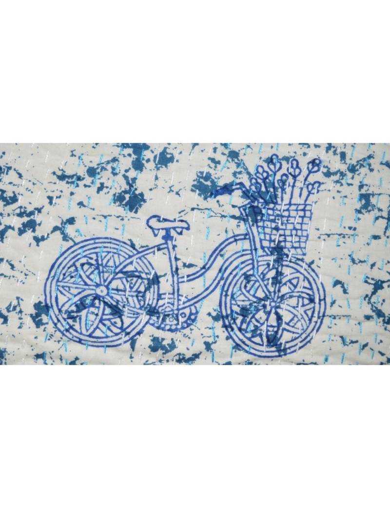 Kantha Quilt Queen Cotton Vintage Throw Blanket Multi Design Indian Handmade GDR0249