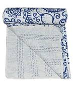 Kantha Quilt Queen Cotton Vintage Throw Blanket Multi Design Indian Handmade GDR0257