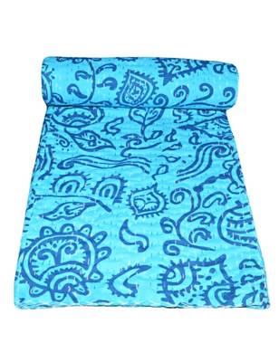 Kantha Quilt Queen Cotton Vintage Throw Blanket Multi Design Indian Handmade GDR0258 1