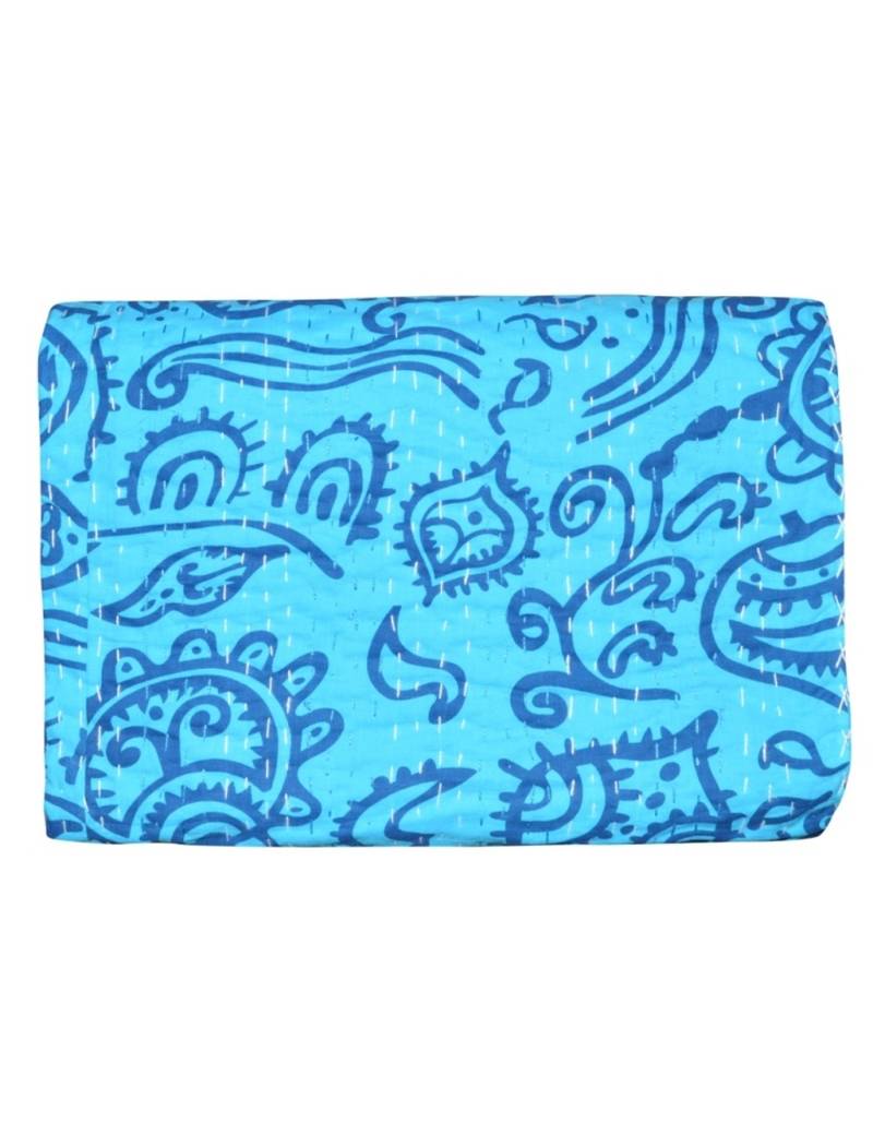 Kantha Quilt Queen Cotton Vintage Throw Blanket Multi Design Indian Handmade GDR0258